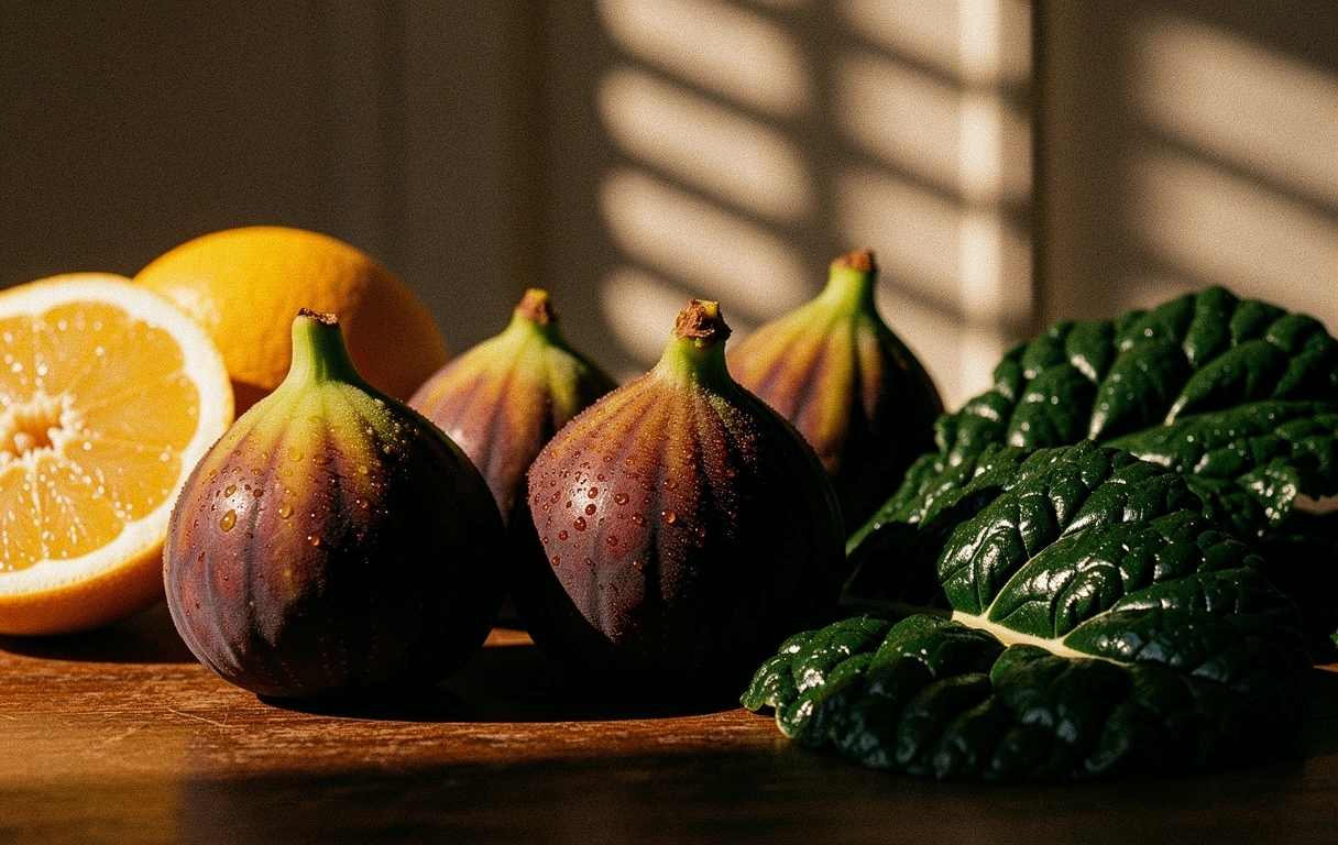 Ingredienti naturali freschi in composizione artistica